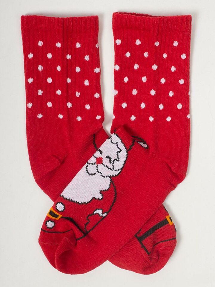 Noel Baba Desenli Unisex Çorap NT76