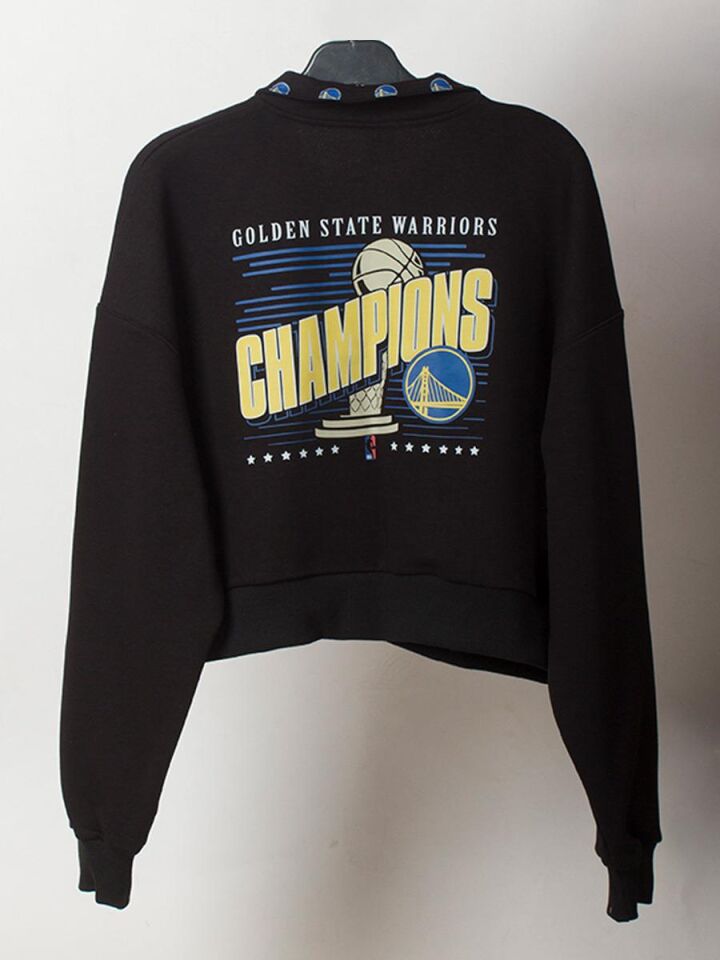 Golden State Basketbol Yarım Fermuarlı Crop Sweatshirt NT97