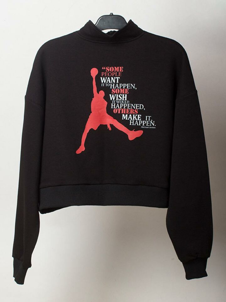 Chicago Basketbol Yarım Fermuarlı Crop Sweatshirt NT99