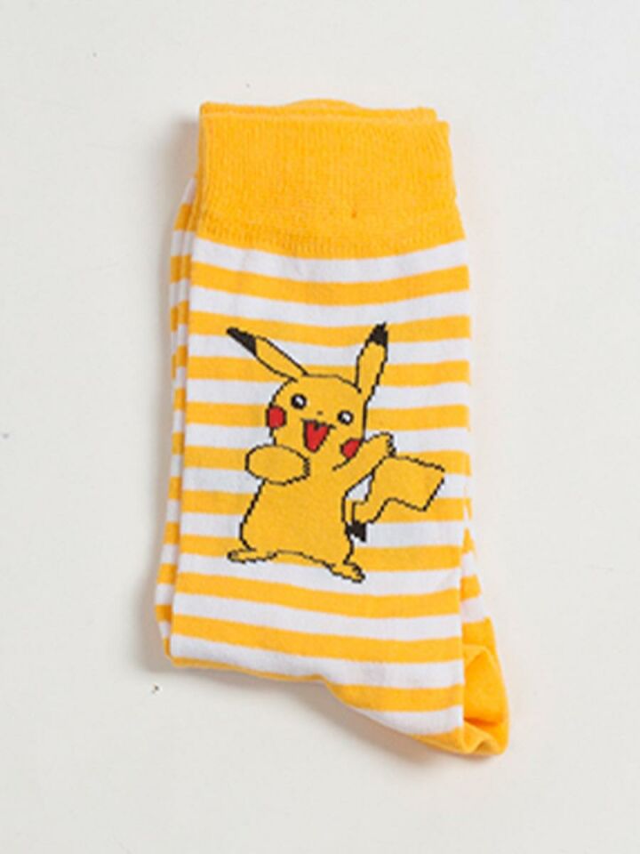 Penye Pikachu Desenli Uzun Çorap 8564