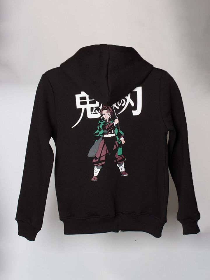 Demon Slayer Tanjiro Çocuk Fermuarlı Sweatshirt