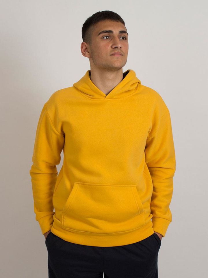 Sarı Basic Unisex Sweatshirt Hoodie 8676