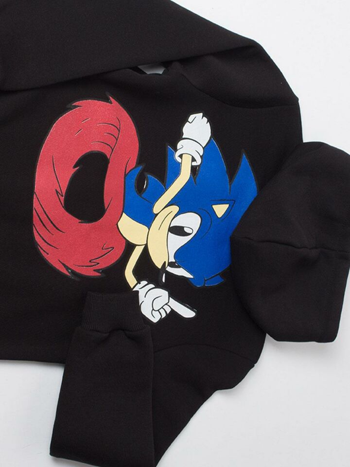 Kirpi Sonic Çizgi Film Çocuk Fermuarlı Sweatshirt