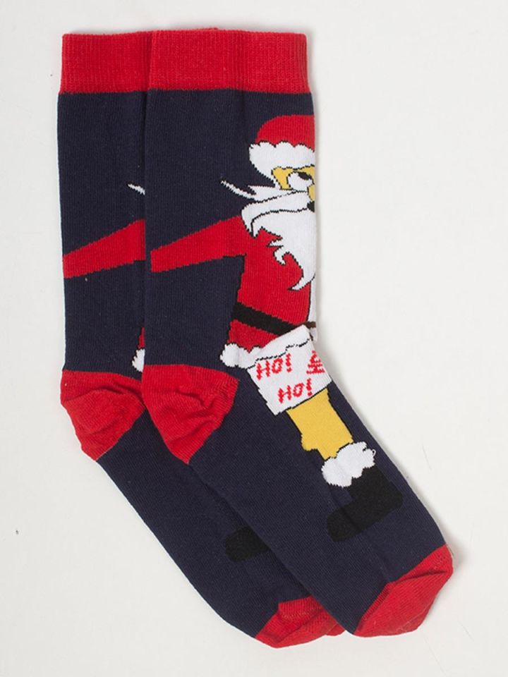 Penye Noel Baba Desenli Yılbaşı Çorap NT59