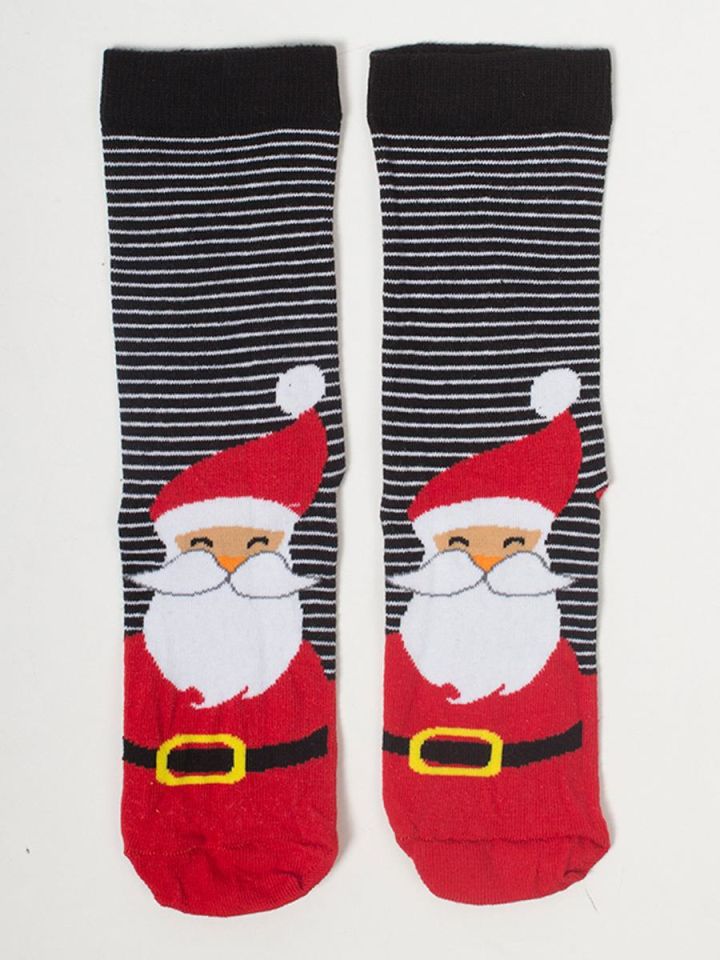 Penye Noel Baba Desenli Çorap NT72