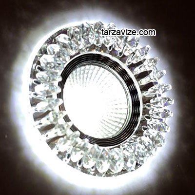 Marketcik Sıva Altı Dekoratif Kristal Cam  Led Spot Armatür 3 Watt Beyaz-Günışığı Işık