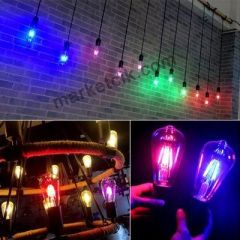 Edison Dekoratif Mavi Led Rustik Ampul 4 Watt E27 Duy, ST64 Oval Armut Ampul Modeli