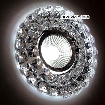 Marketcik Sıva Altı Dekoratif Kristal Cam Led Spot Armatür 3 Watt Beyaz-Günışığı Işık