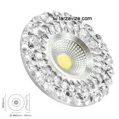 Marketcik Sıva Altı Dekoratif Kristal Cam  Led Spot Armatür 3 Watt Beyaz-Günışığı Işık
