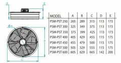 Fanex Psm 450 Monofaze Sanayi Tipi Aksiyel Fan 5600m3 1390 Rpm