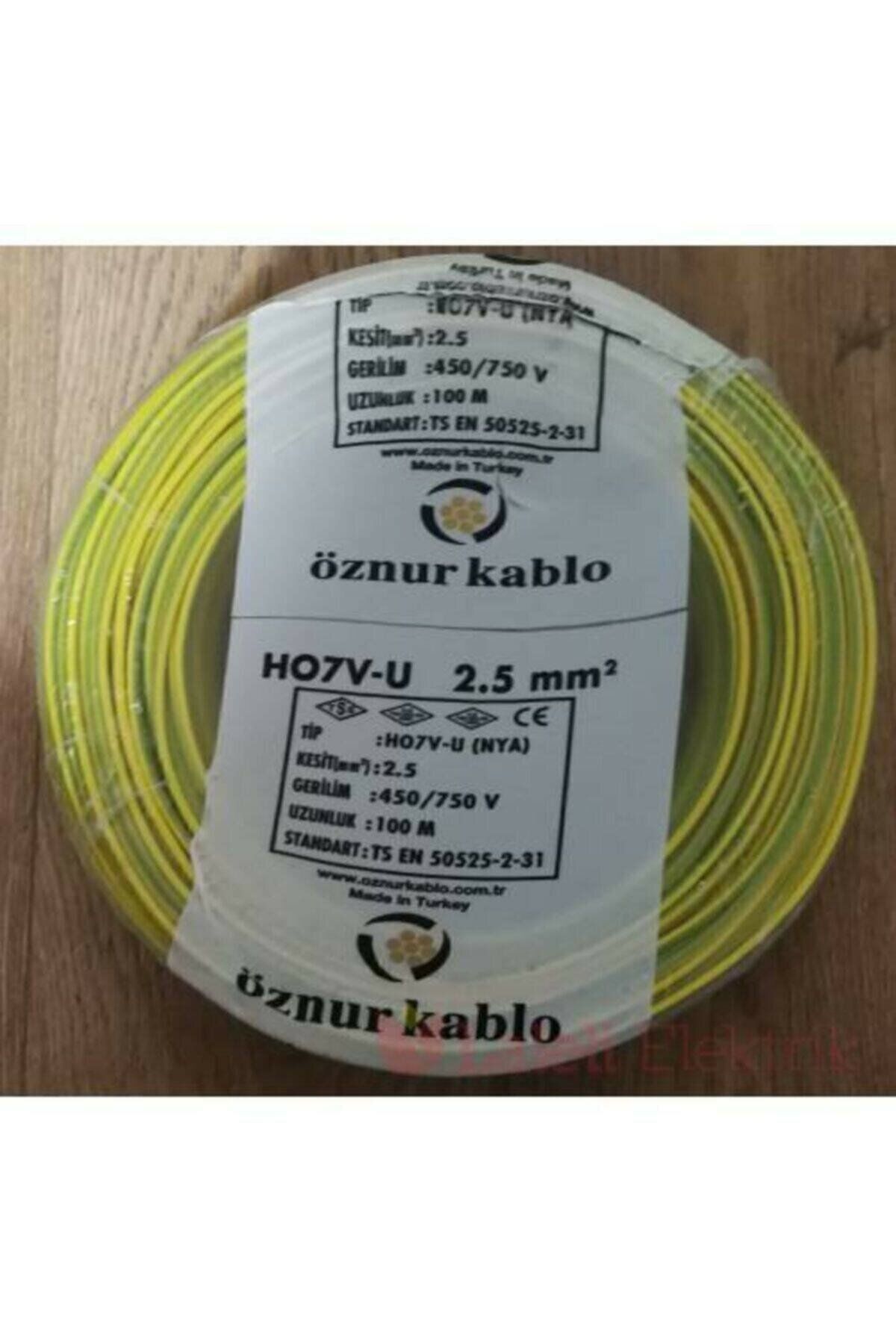 Öznur 2,5 Nya Kablo % 100 Bakır Sarı-Yeşil 100 mt 2,5 NYA SARI-YEŞİL