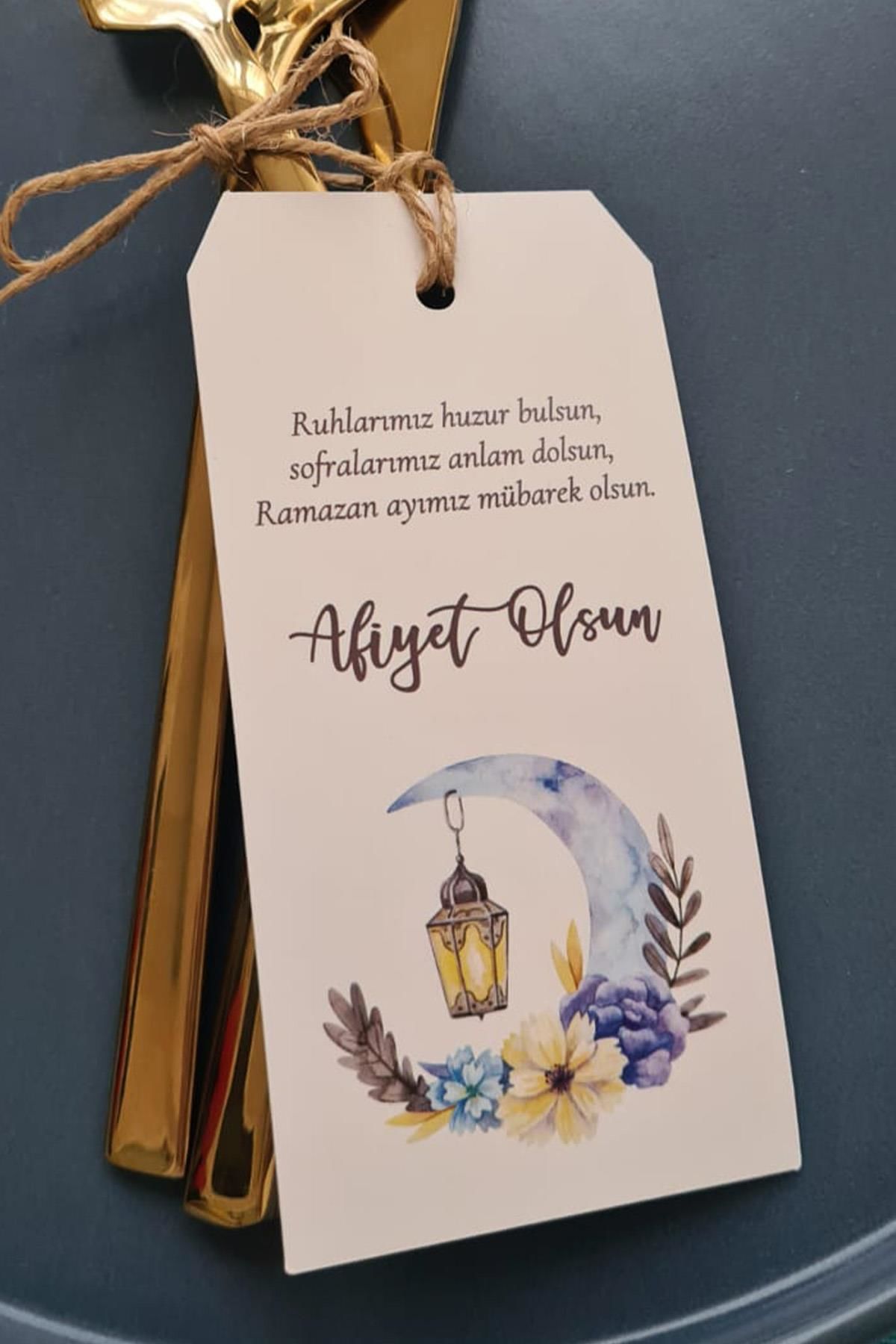 Ramazan Sofra Süsü Çatal Bıçak İpli Kart Süsler 10lu Paket