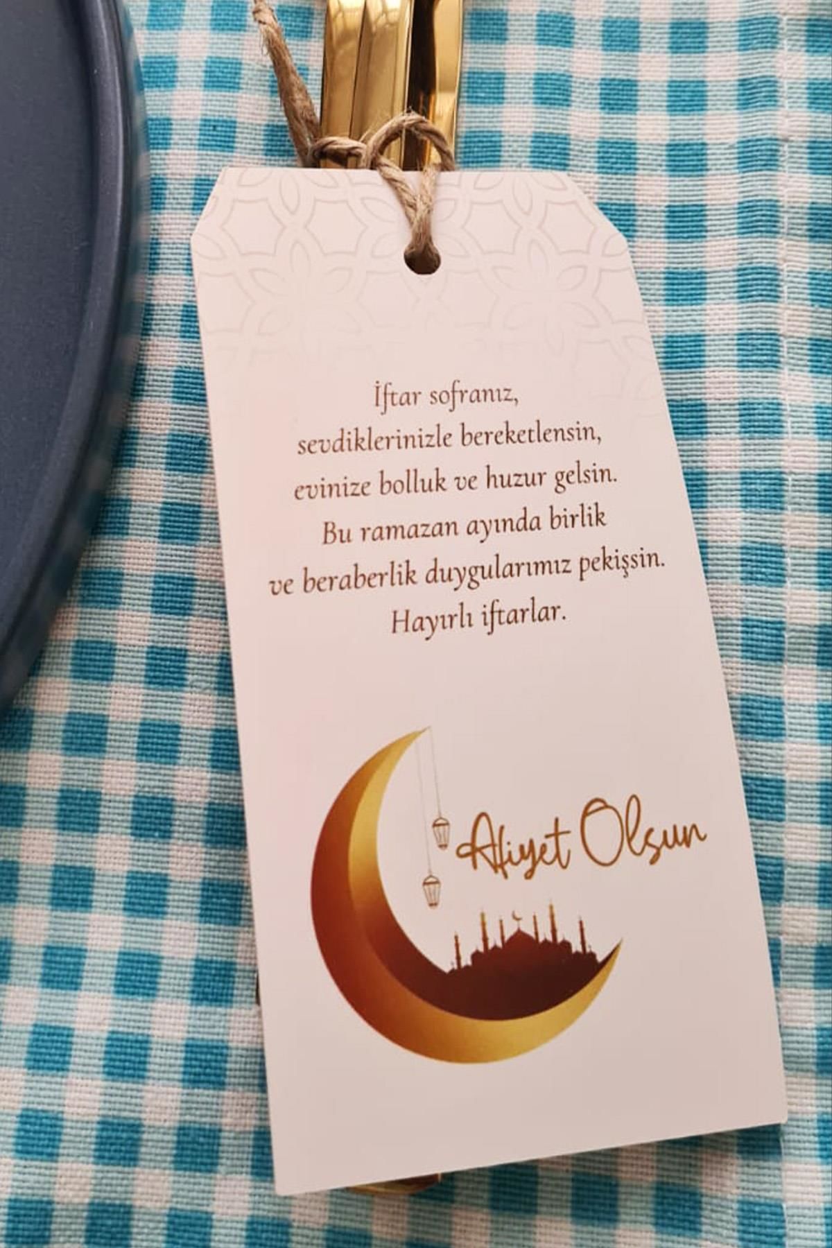 İftar Sofrası Süsü Çatal Bıçak İpli Kart Ramazan Süsleri 10lu Paket