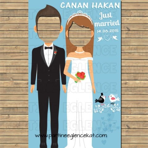 Düğün Fotoğraf Çekilme Köşesi Cutout Pano 100x200cm