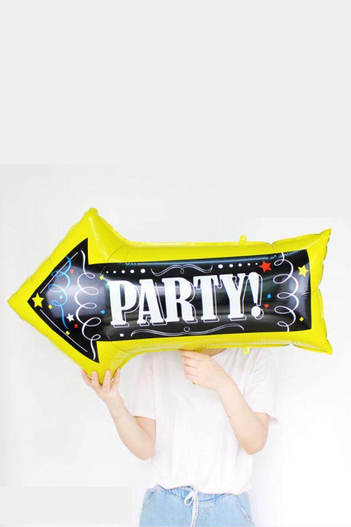 Party Yazılı Ok Şeklinde Parti Balonu Doğum Günü Parti Balonu