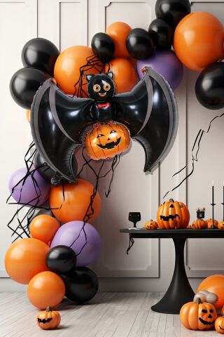 Cadılar Bayramı Balonu Yarasa Balkabağı Halloween Balonu