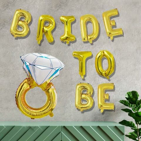 Tek Taşlı Bride To Be Balon Seti Gold - Bekarlığa Veda Balonu