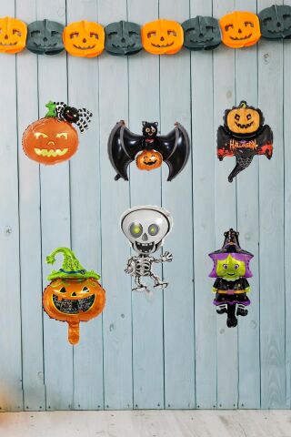 Cadılar Bayramı Balonları 6lı Mini Folyo Balon Seti Halloween Balonları