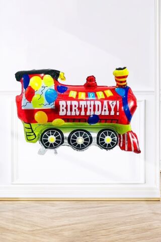 Tren Folyo Balon Tren Şekilli Doğum Günü Balonu 80 cm