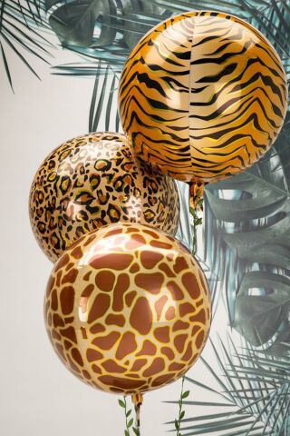 Küre Zürafa Desen Folyo Balon 4D Büyük Boy 55cm