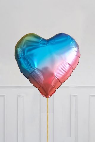 Gökkuşağı Renkleri Kalp Folyo Balon 18inç 45cm