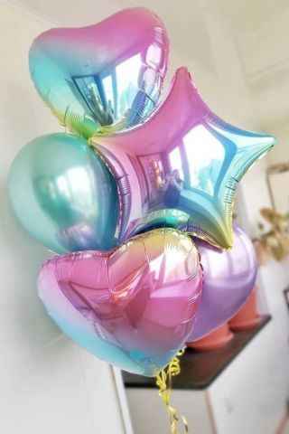 Gökkuşağı Renkleri Kalp Folyo Balon 18inç 45cm