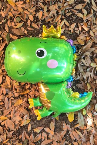 Tatlı Dinozor Folyo Balon Yeşil Renkli Doğum Günü Süsleri Dinazor Balon