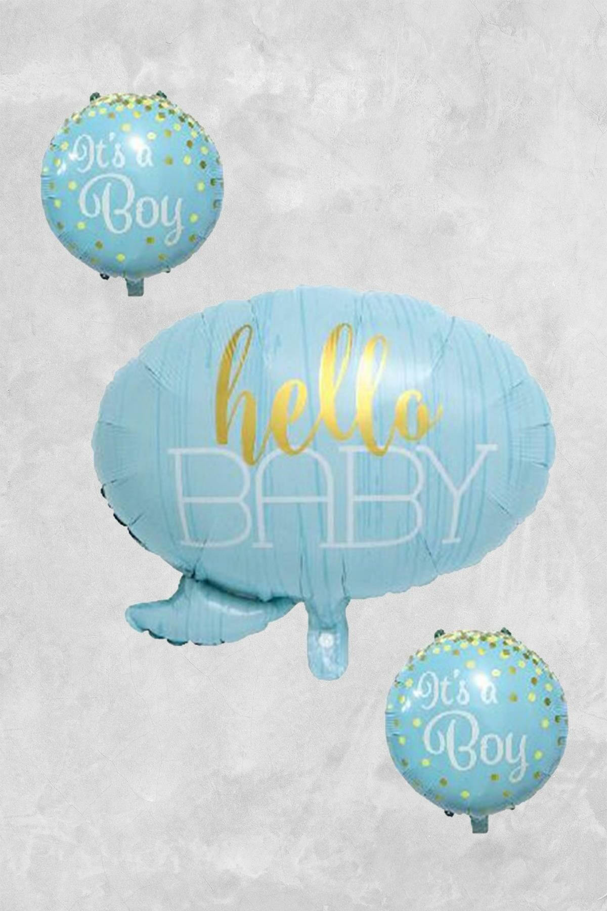 Hello Baby It's a Boy Baby Shower Balon Seti Erkek Bebek MAVİ