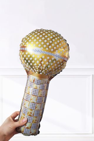 Altın Mikrofon Folyo Balon Mikrofon Şekilli Balon 50cm