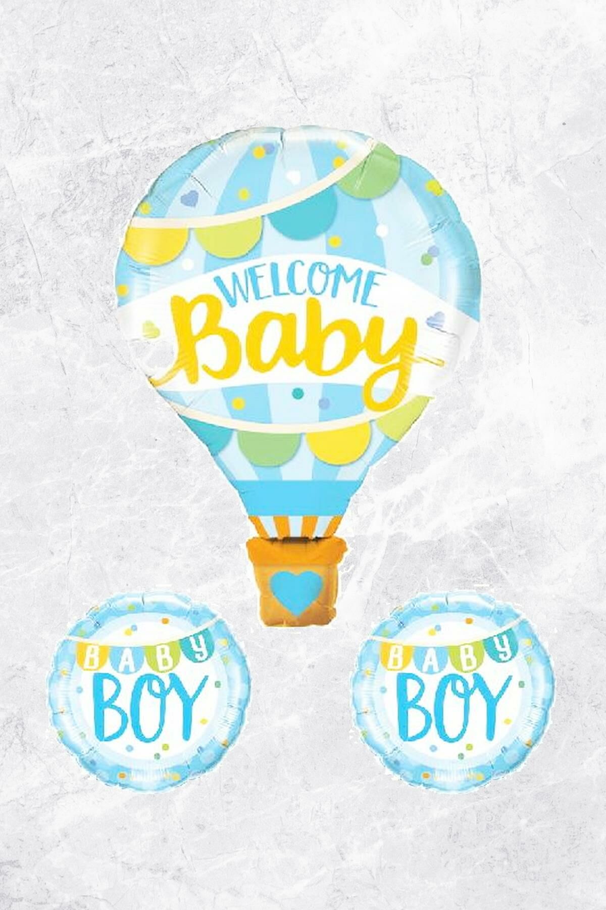 Erkek Bebek Doğum Baby Shower Balonları Mavi Bebek Balon Seti Welcome Baby