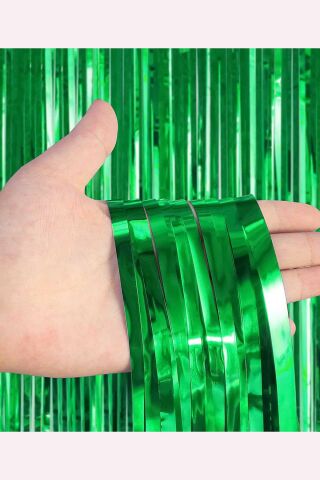 Fon Perde Kapı Perdesi Metalik Yeşil Renkli Arka Fon Süs Parti Fonu