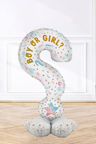 Ayaklı Soru İşareti Boy or Girl Cinsiyet Partisi Balonu 110cm