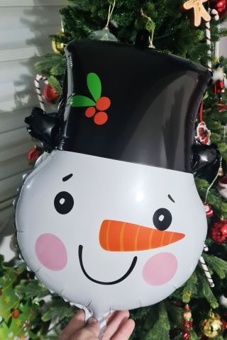 Kardan Adam Kafası Folyo Balon Yılbaşı Balonları Noel