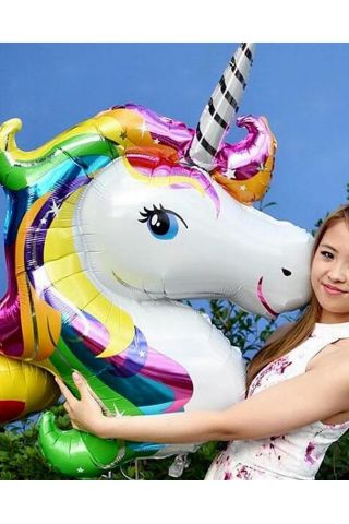 Unicorn Rengarenk Folyo Balon Büyük 126 cm