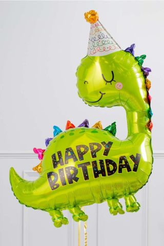 Büyük Dinozor Balon Happy Birthday Yazılı 90cm