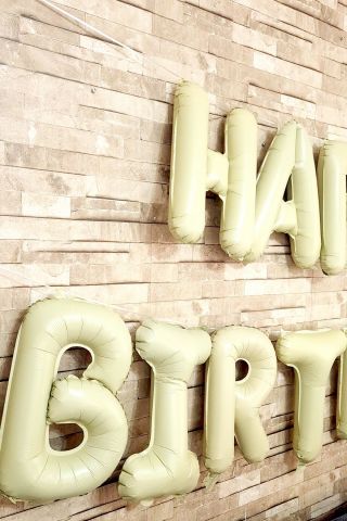 Retro Krem Happy Birthday Harf Balonlar Retro Doğum Günü Balon Seti