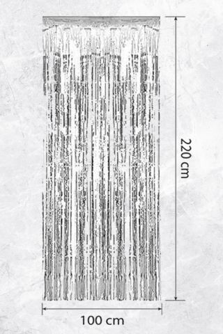 Metalize Fon Perde Kapı Perdesi Gümüş Arka Fon Süs