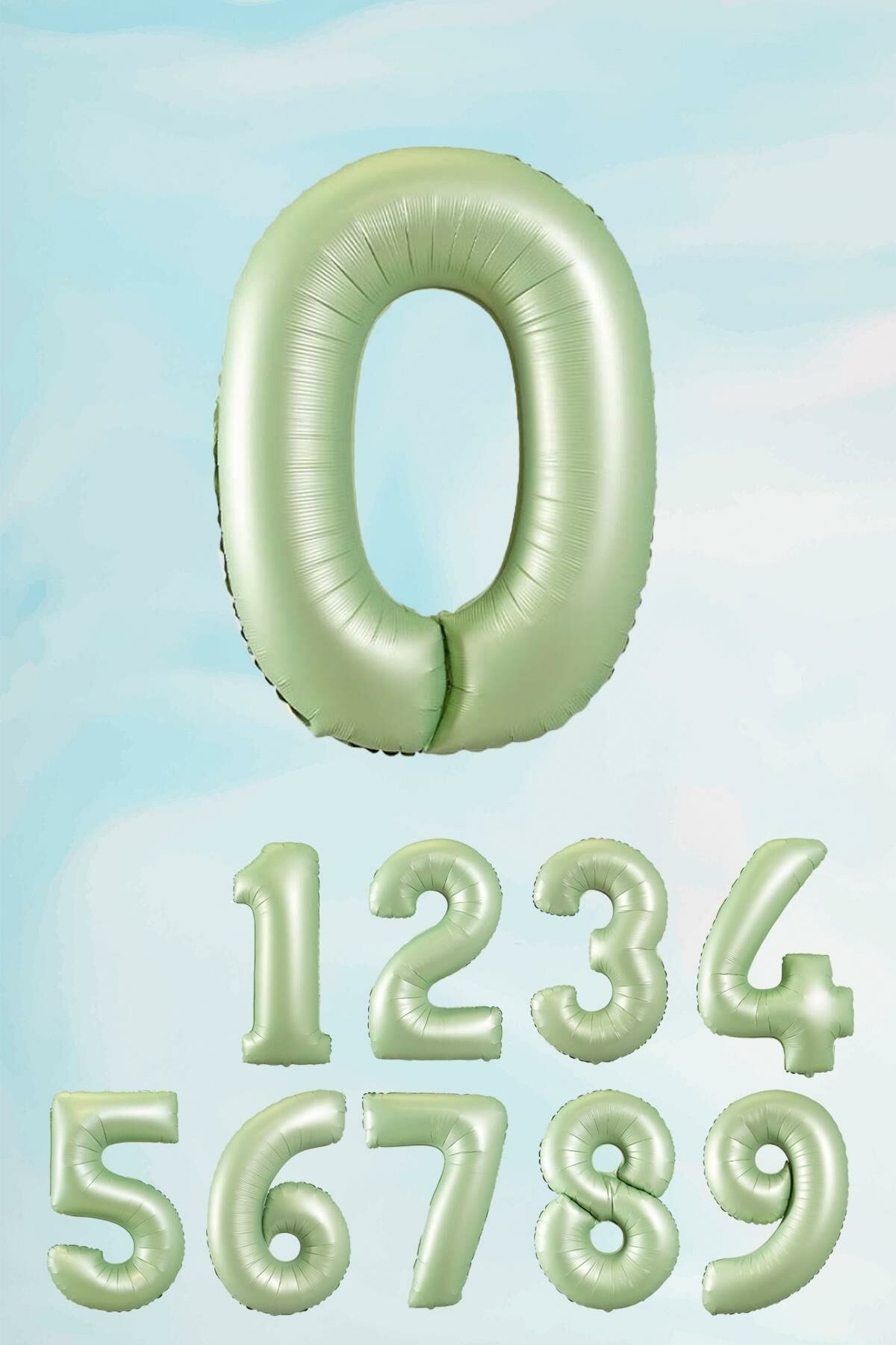 Retro Yeşil Rakam Balonlar 80 cm Retro Renk Yaş Balonları