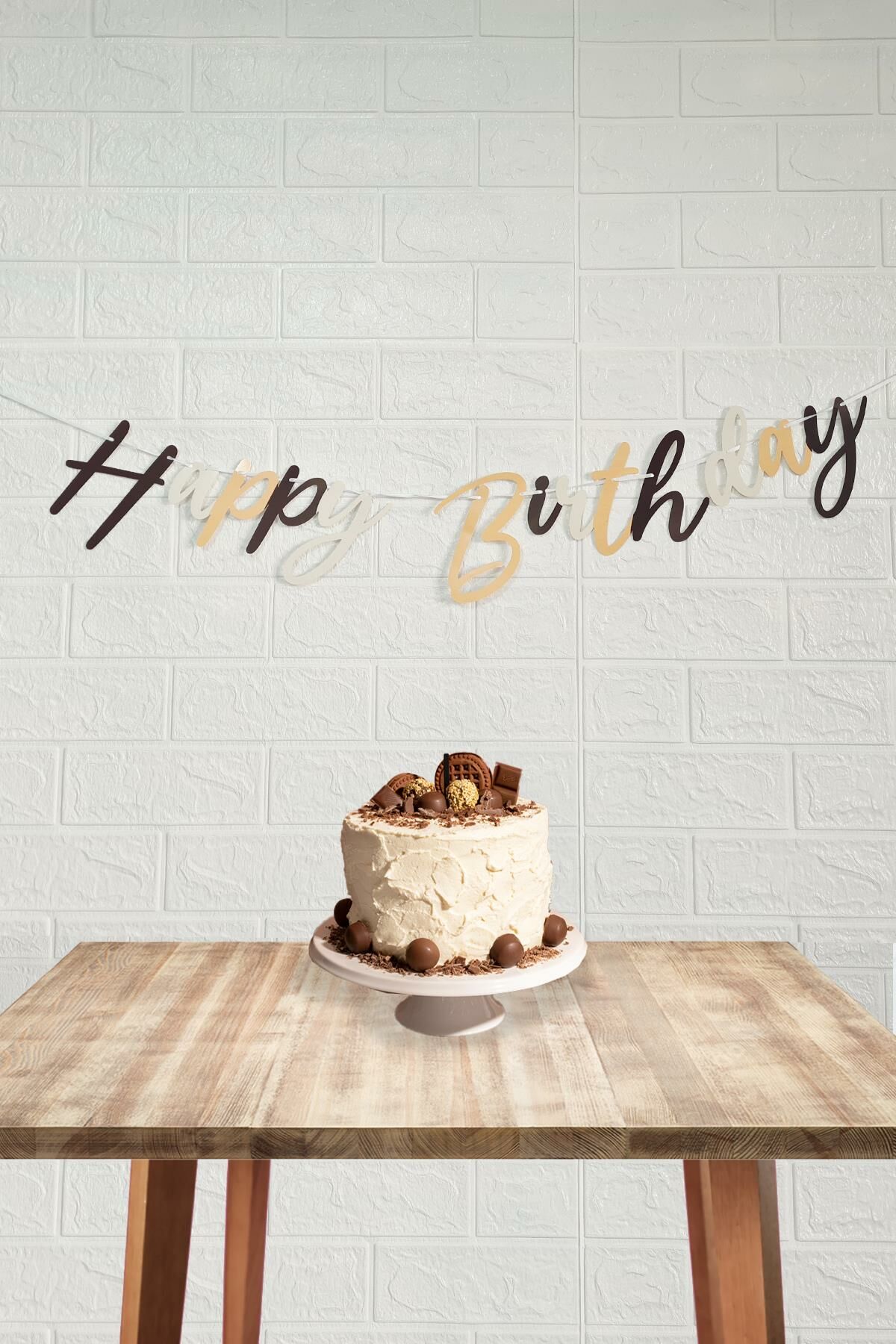 Retro Renkler Happy Birthday Banner Kaligrafi El Yazısı Retro Doğum Günü Duvar Süsü