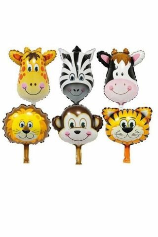 Safari Konsept Doğum Günü Hayvan Balonları 6 lı Set 14'' Folyo Balon