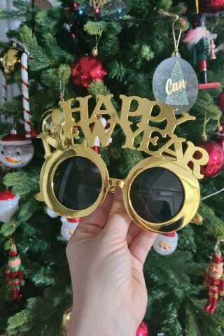Gold Happy New Year Yılbaşı Parti Gözlüğü Yılbaşı Parti Gözlük