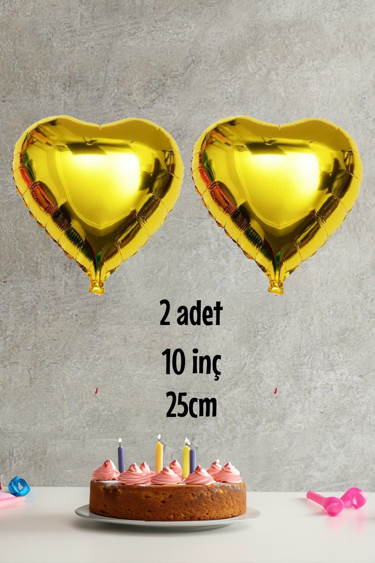 Kalp Şekilli Gold Folyo Balon 10 inc 25 cm 2 Adet