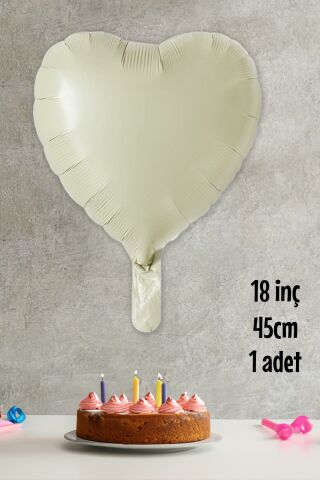 Krem Kalp Folyo Balon Deniz Kumu Renk Retro Kalp Balon 18'' 45cm