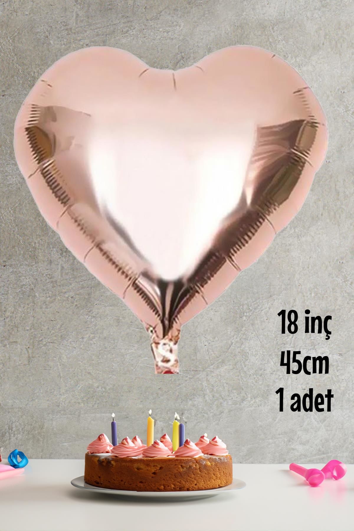 Rose Gold Kalp Folyo Balon Parlak Kalp Balon 18'' 45cm