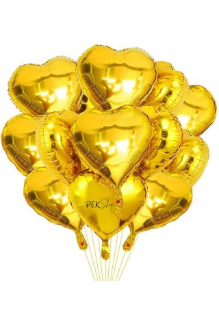 Gold Kalp Folyo Balon Parlak Kalp Balon 18'' 45cm