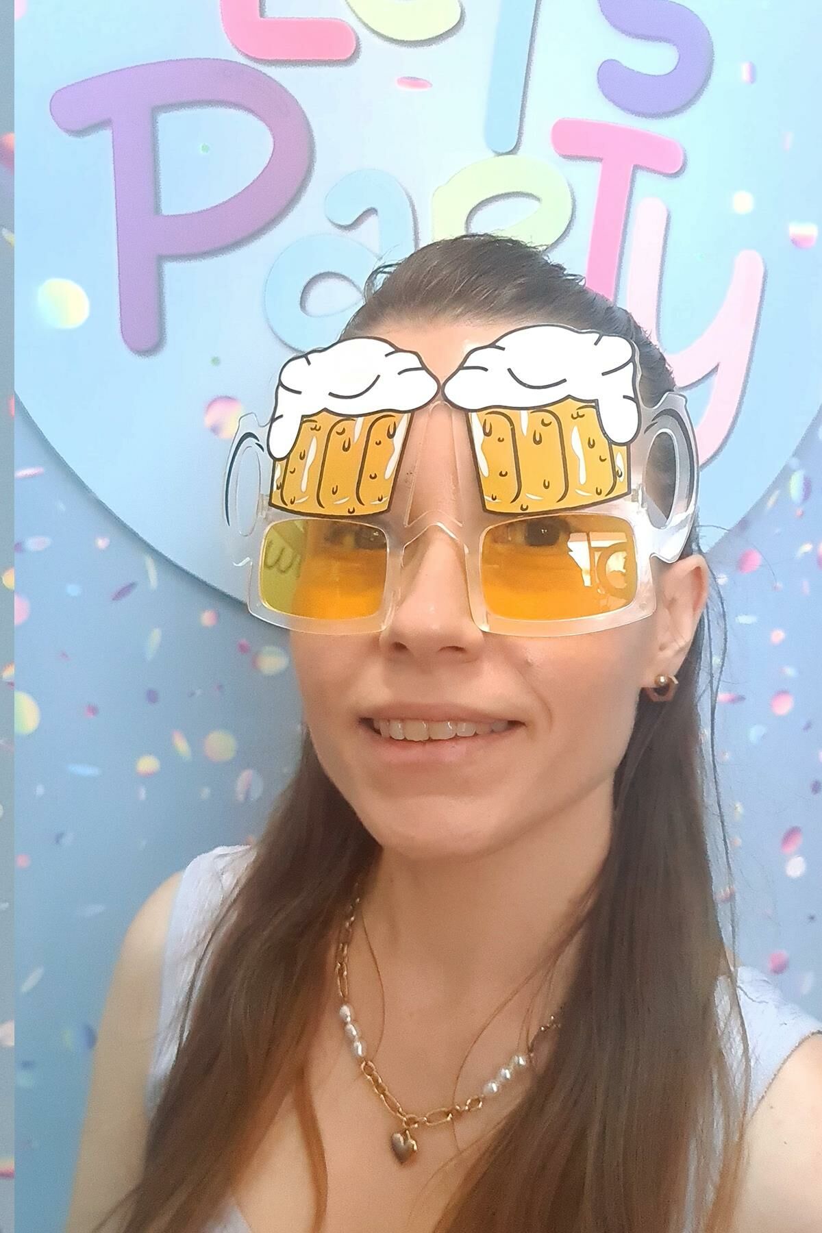 Eğlenceli Parti Gözlüğü Köpüklü Bira Bardağı Şekilli Photobooth Gözlük