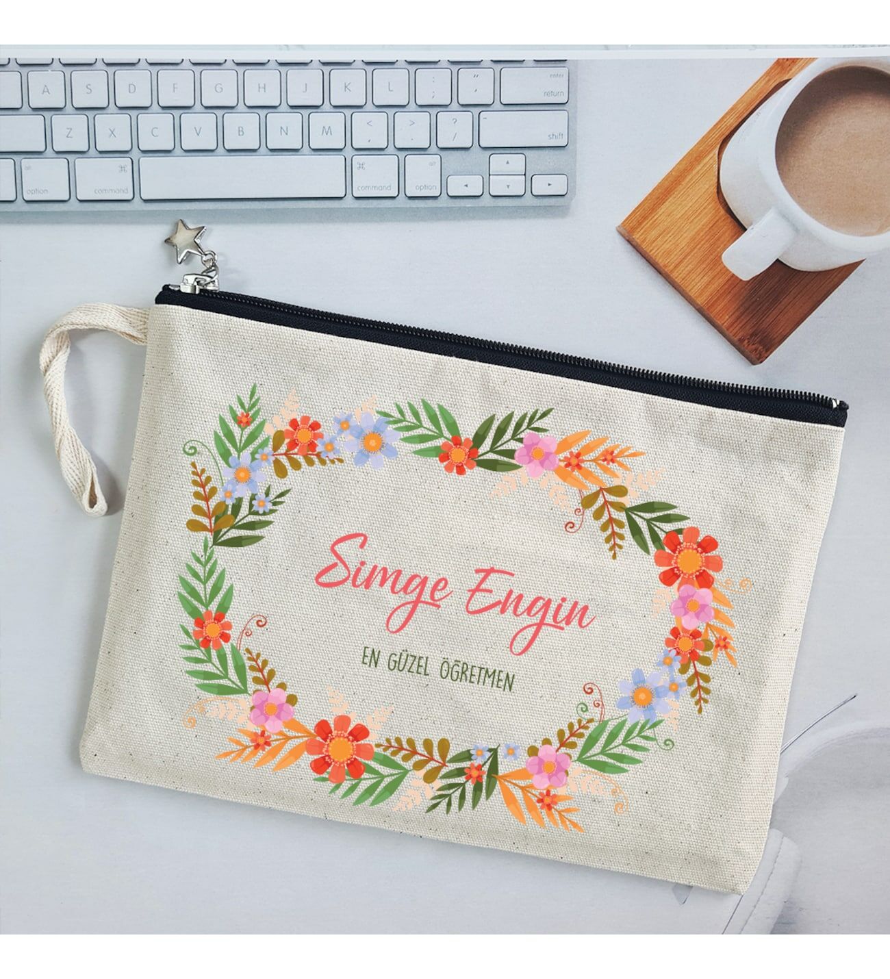 İsme Özel Baskılı Öğretmenler Günü Hediyesi Clutch Çanta