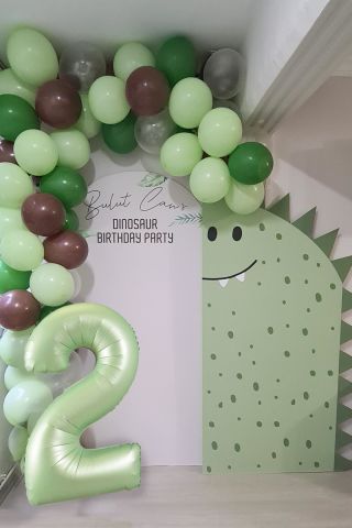 Retro Yeşil Rakamlı Balon Zinciri Seti Retro Yeşil Kahve Renkler Doğum Günü Balonları