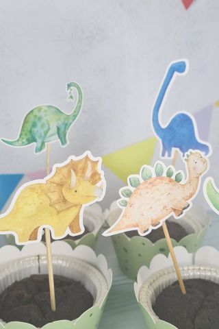 Dinozor Konsept Kürdan Süsleri Cupcake Süsleri Lüks Büyük Boy 10lu Paket