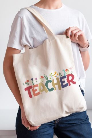 Öğretmene Hediye Bez Çanta Hediyelik Teacher Yazılı